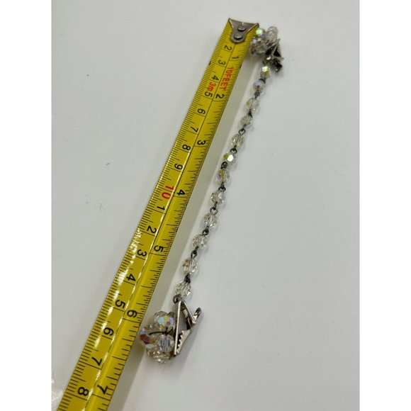 Vintage Sweater Guard Cardigan Clip Aurora Borealis Beaded Crystal Cape Clip - Picture 6 of 6